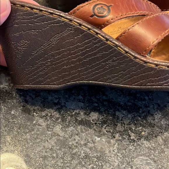 Born Brown Leather Wedge Sandals - Picture 3 of 8